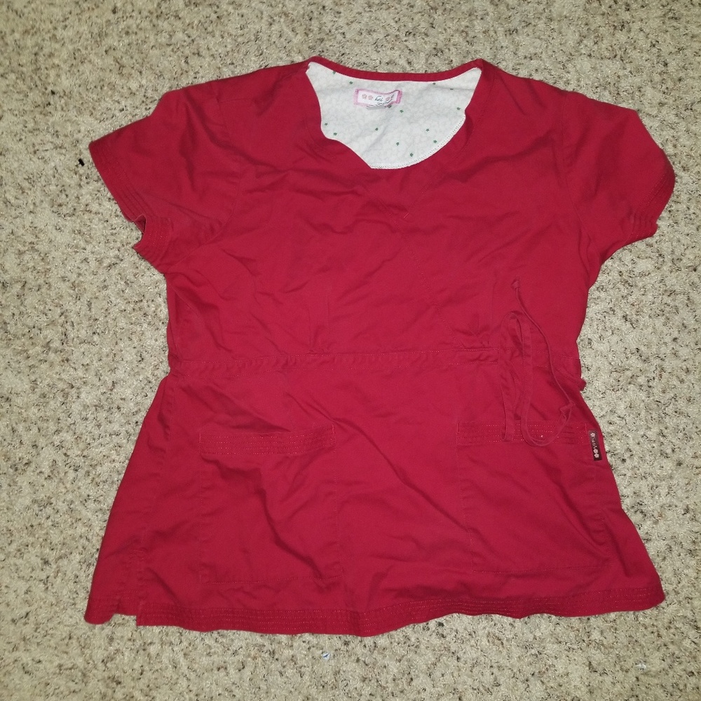 Red Koi scrub top size XL